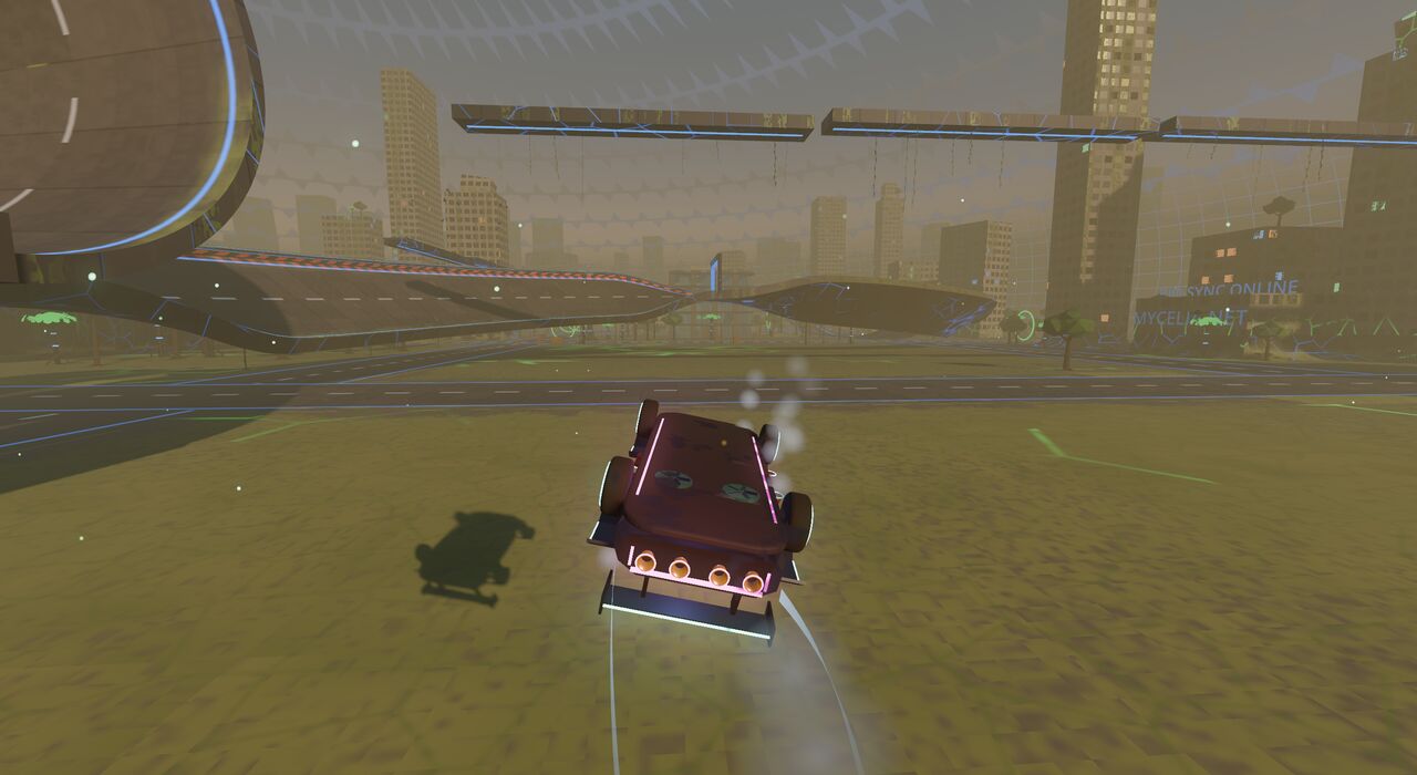 The car mid barrel roll above the road